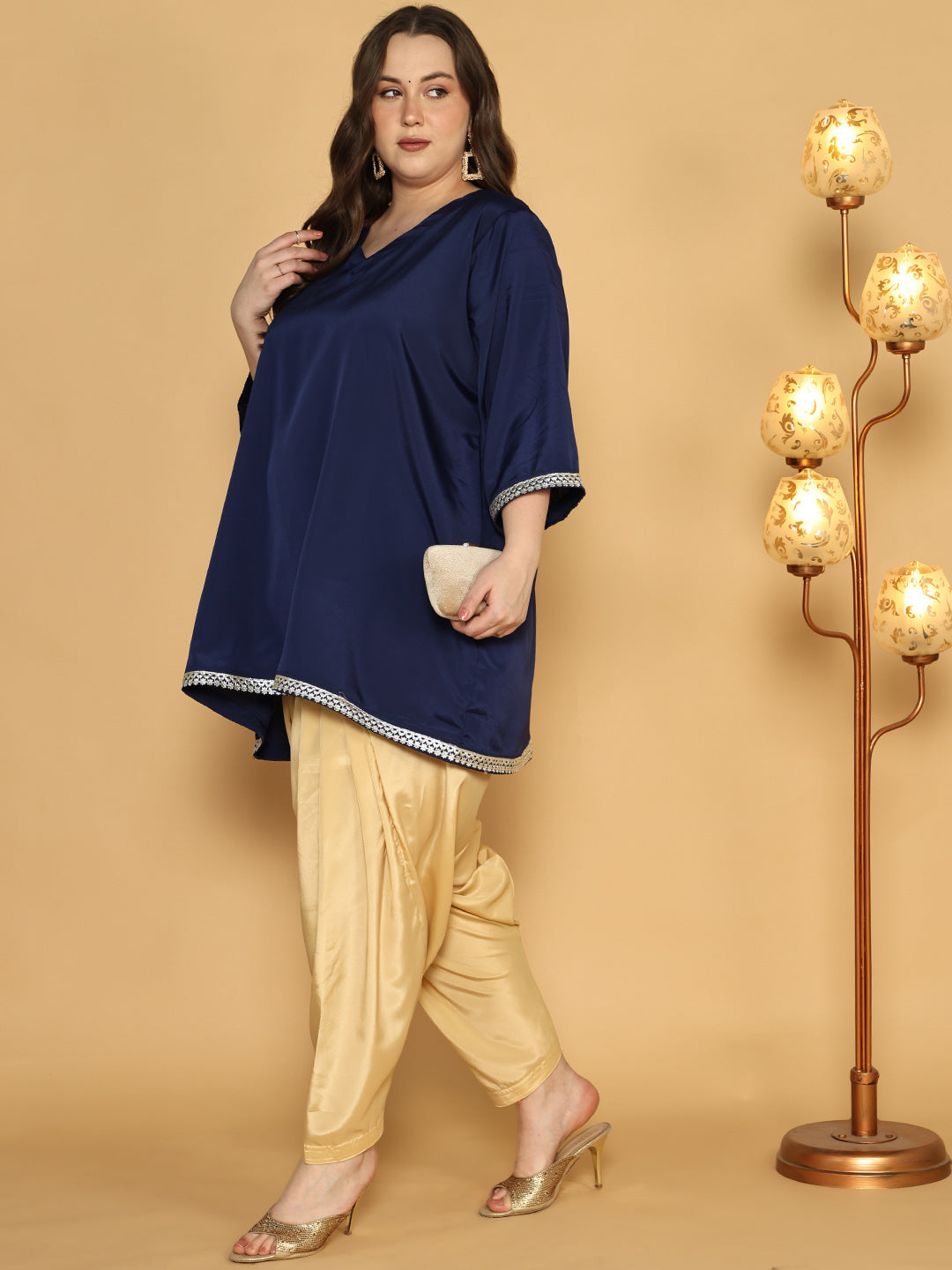 Beige Crepe Silk Salwar