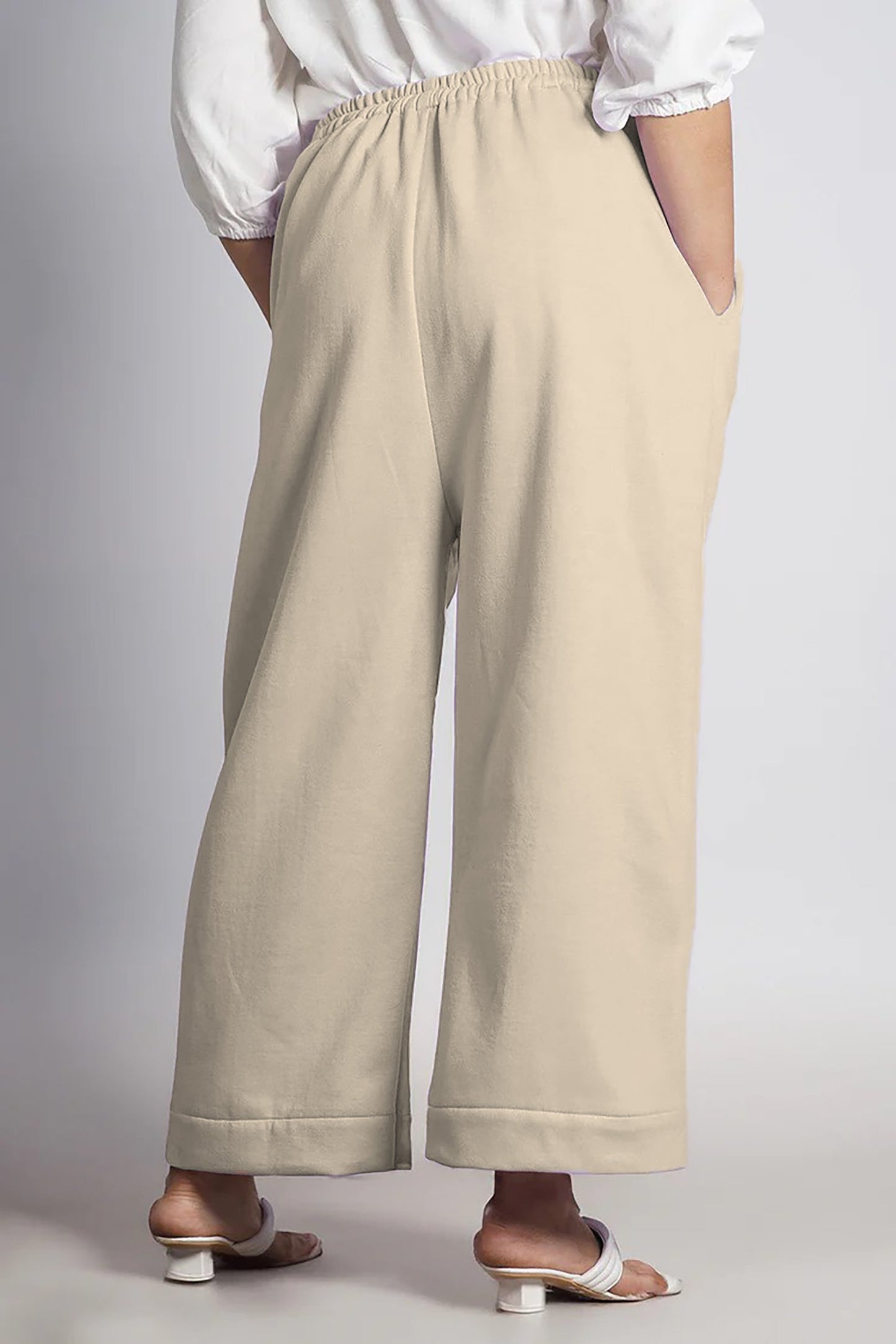 Beige Fleece Palazzo