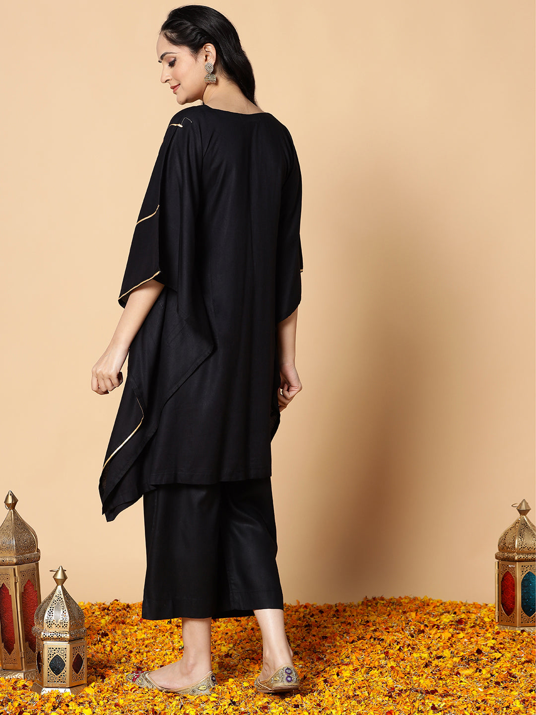 Black Festive Kaftan Kurta - Nisha