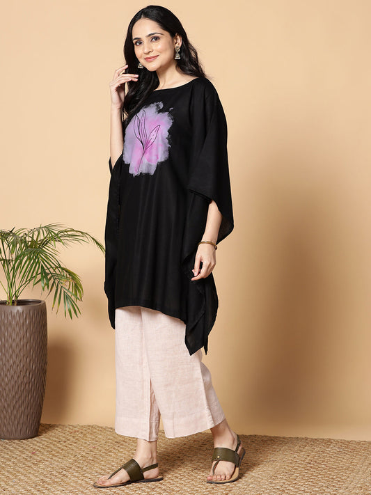 Black Kaftan Kurta - Purple