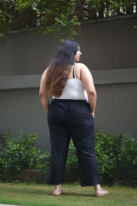 Black Rayon PrintedPalazzoPants - Chaukor