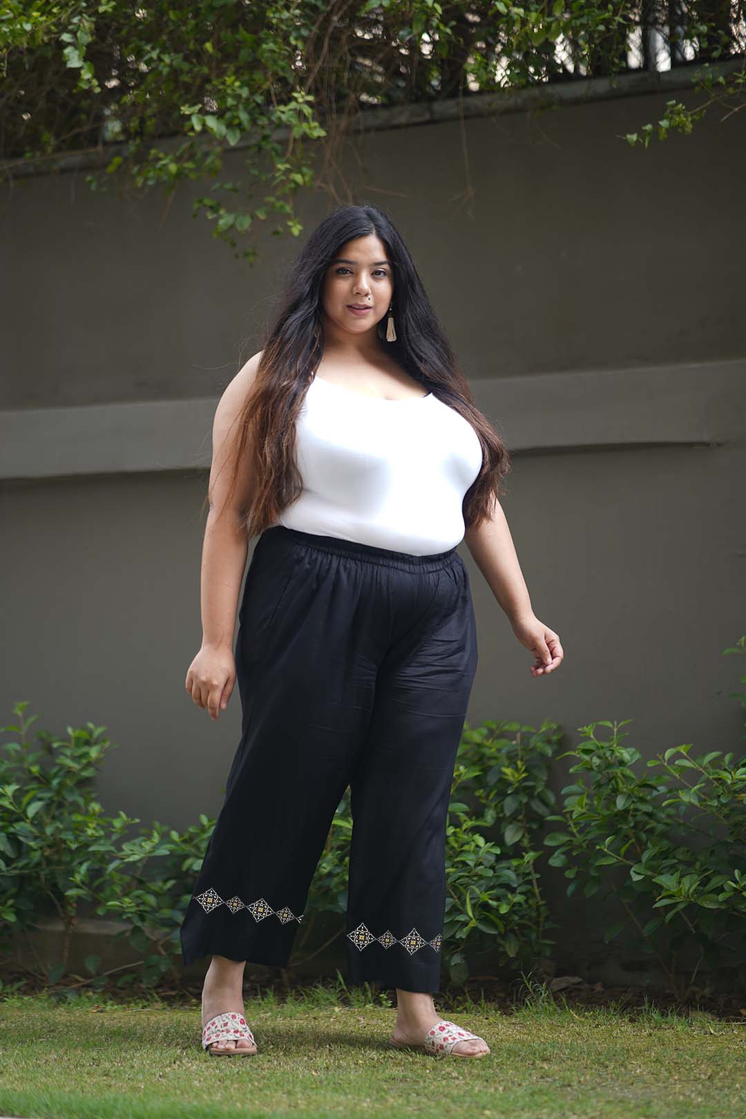 Black Rayon PrintedPalazzoPants - Stiles