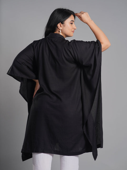Black Rayon Shirt-Kaftan - Abstract beauty