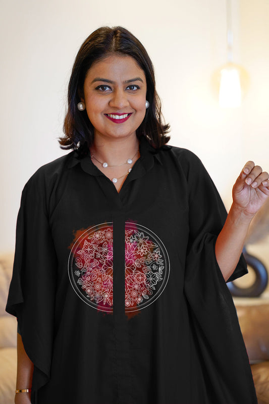 Black Rayon Shirt-Kaftan - Alluring