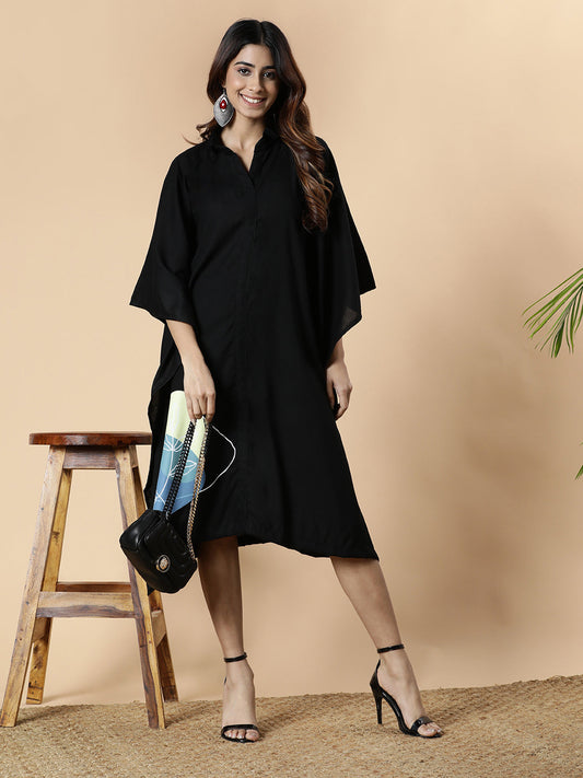Black Rayon Shirt-Kaftan - Lush