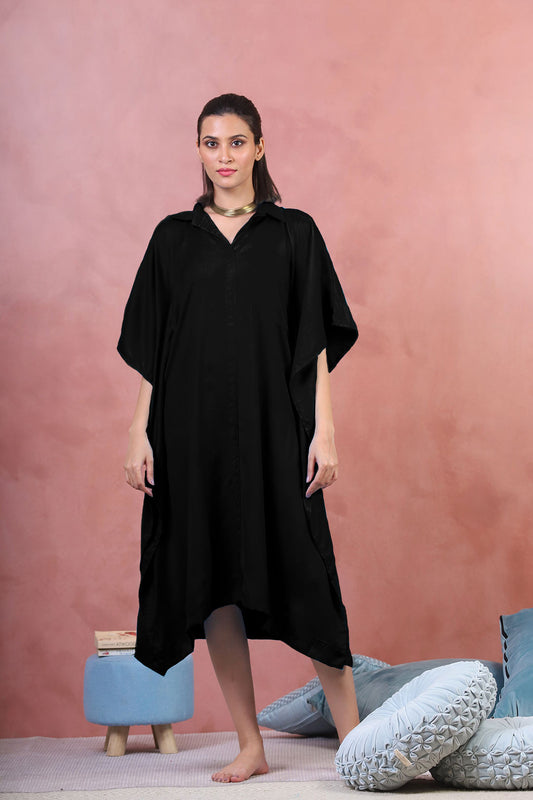 Black Rayon Shirt-Kaftan - Phases