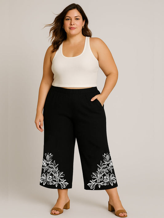 Black Denim Culottes - StarlightPetals