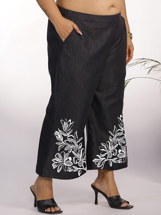 Black Denim Culottes - StarlightPetals