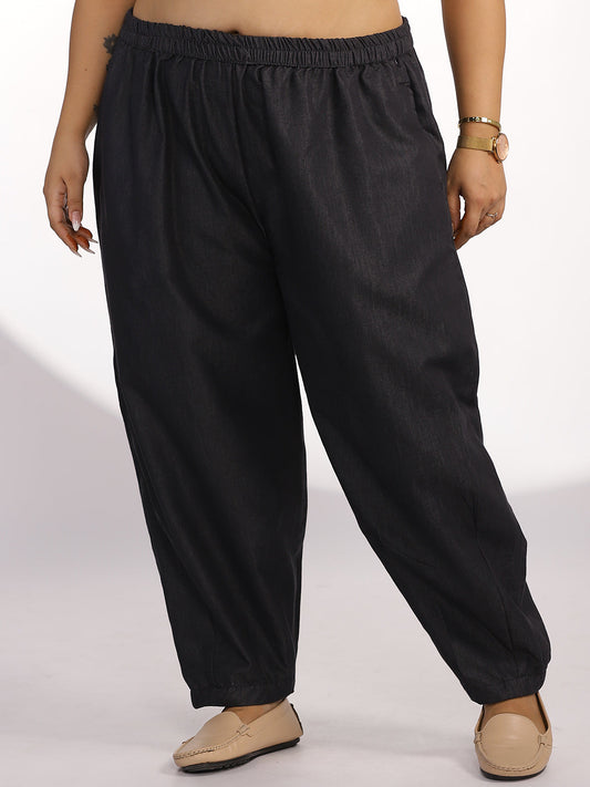 Black Denim Mom-Fit Pants