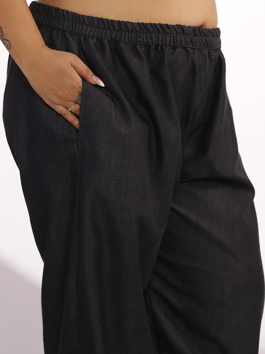 Black Denim Mom-Fit Pants