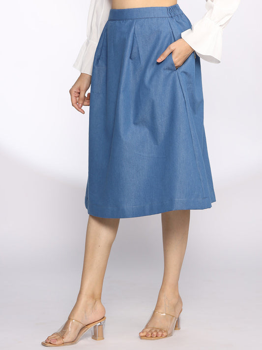 Blue Denim A-Line Skirt