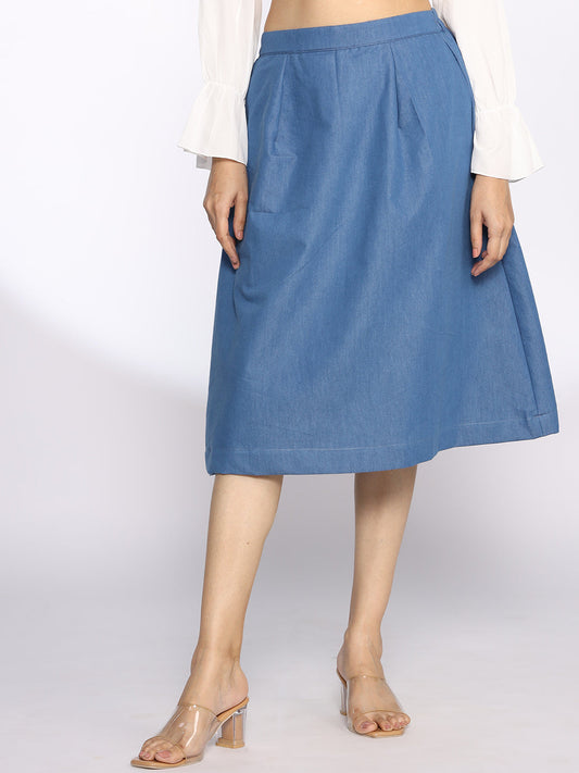 Blue Denim A-Line Skirt
