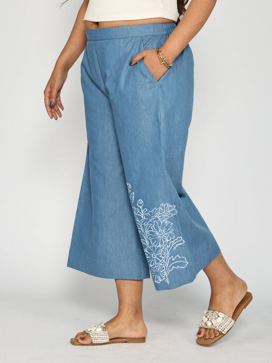 Blue Denim Culottes - NightGardenia