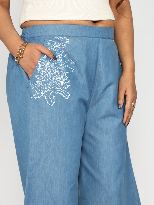 Blue Denim Culottes - NightGardenia