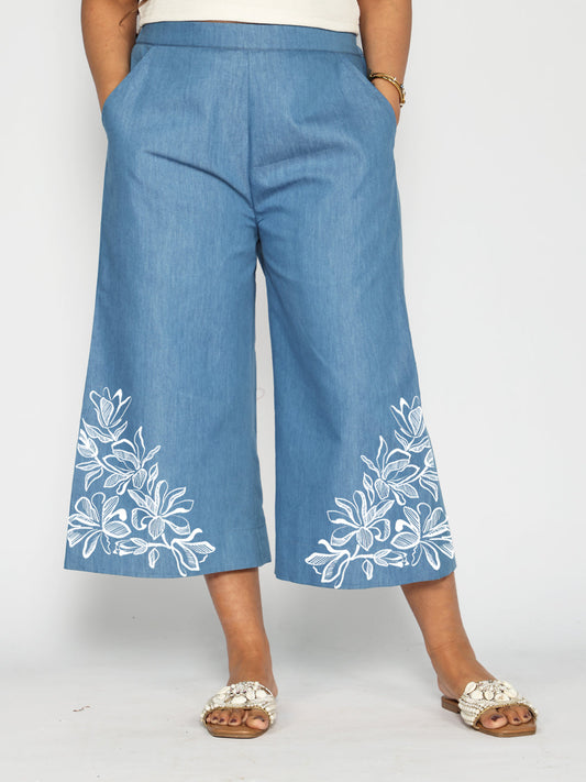 Blue Denim Culottes - StarlightPetals