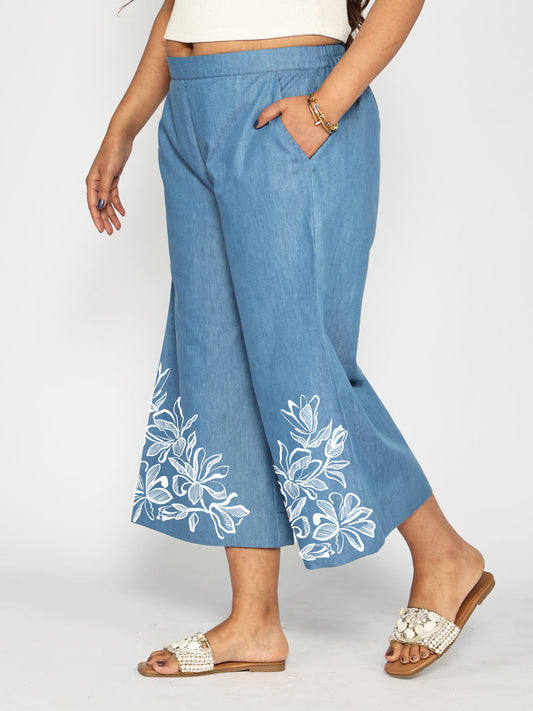 Blue Denim Culottes - StarlightPetals