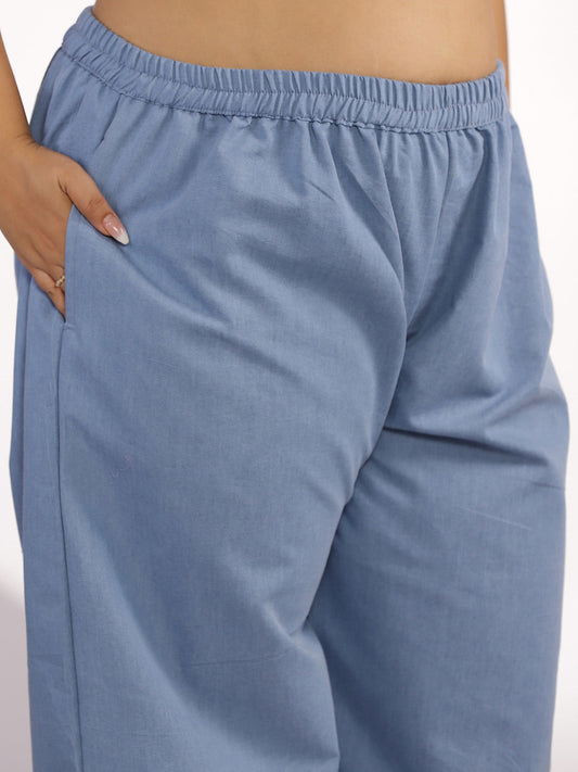 Blue Denim Mom-Fit Pants