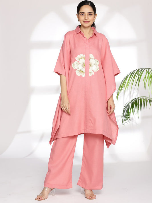 Blush CottonSlub ShirtKaftan - Cosetta