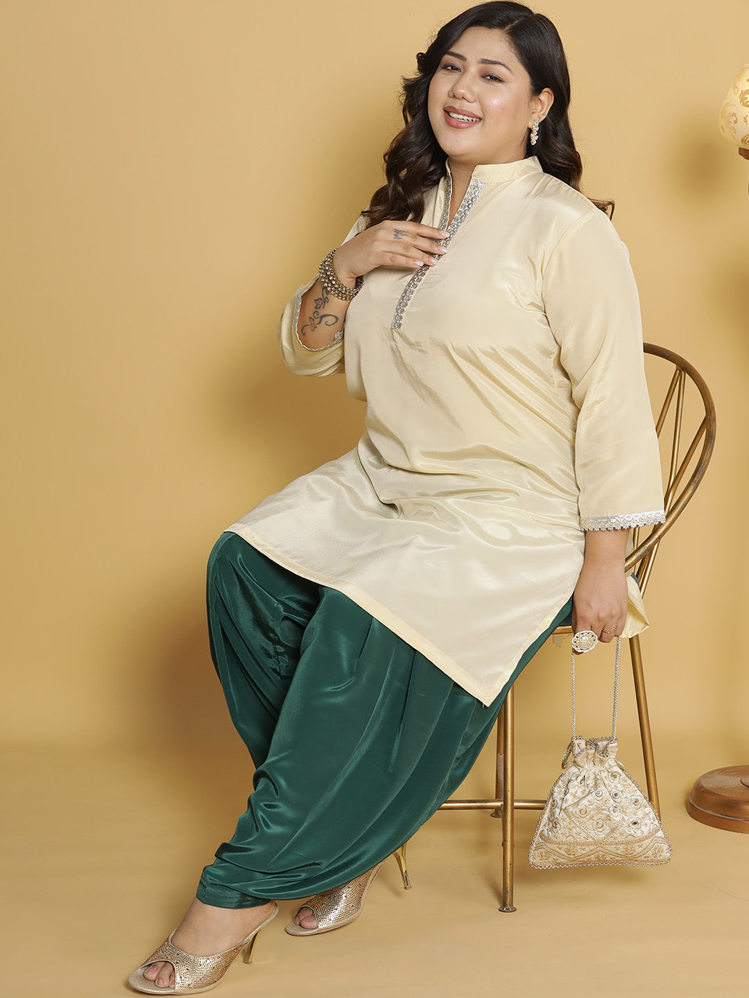 BottleGreen Crepe Silk Salwar