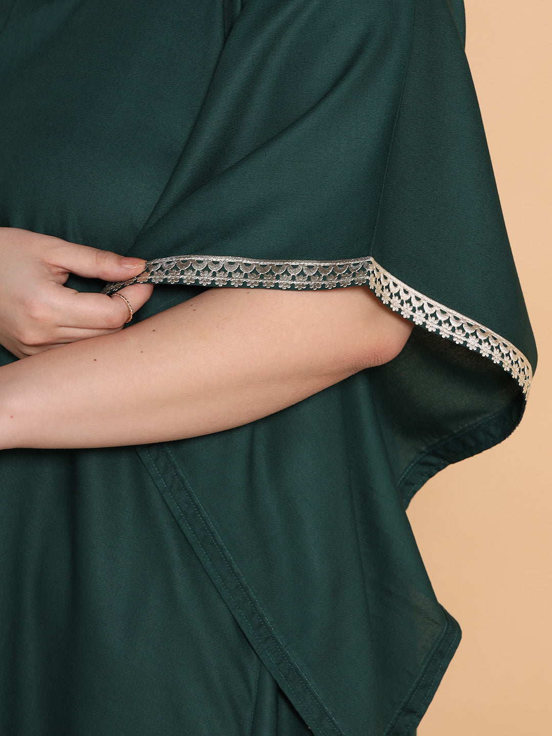 BottleGreen Rayon Embellished Kaftan Kurta