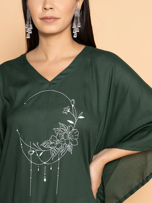 BottleGreen Rayon KaftanKurta - Emerald