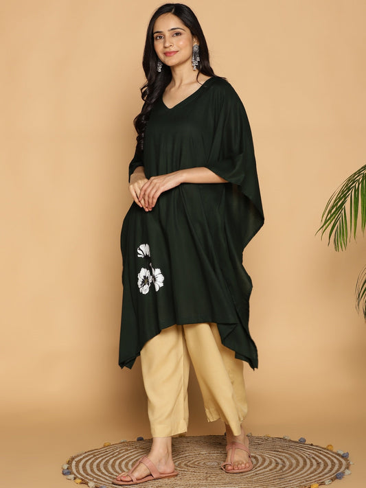 BottleGreen Rayon KaftanKurta - Perroquet