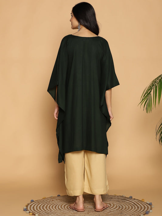 BottleGreen Rayon KaftanKurta - Perroquet