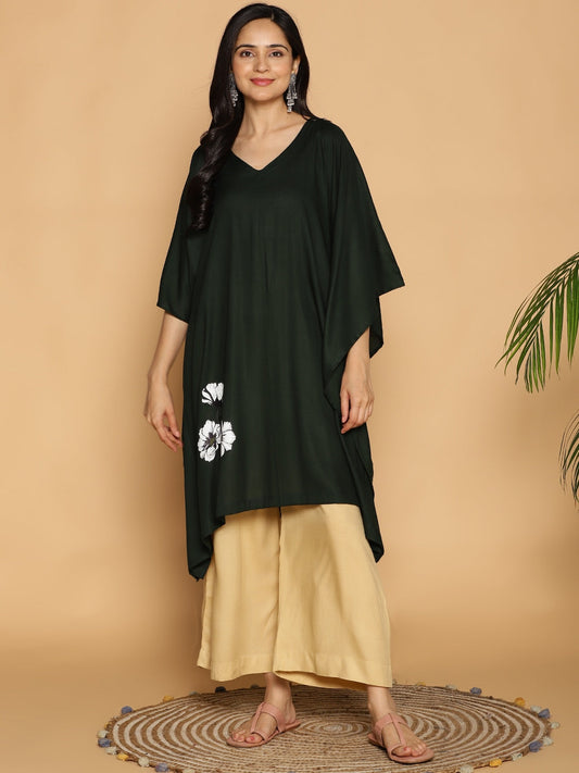 BottleGreen Rayon KaftanKurta - Perroquet