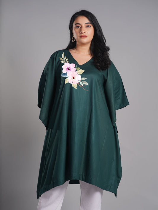 BottleGreen Rayon KaftanKurta - Pine