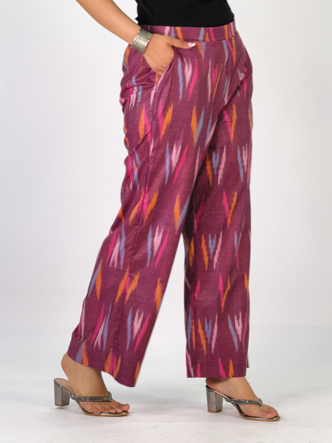 Burgundy Ikat Palazzo Pants