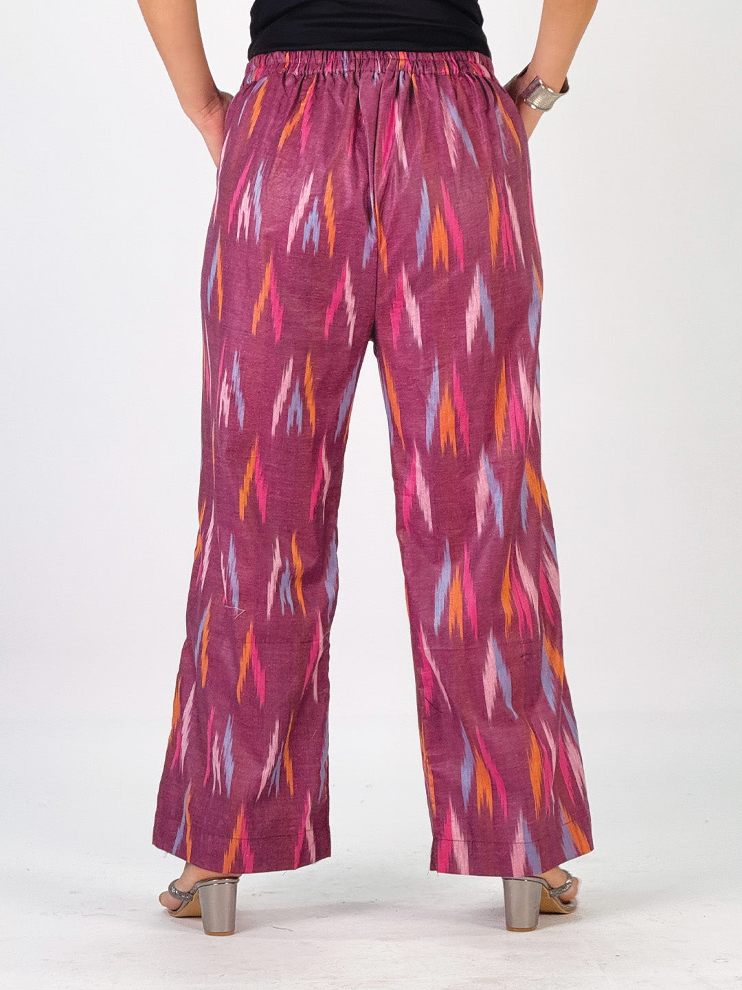 Burgundy Ikat Palazzo Pants