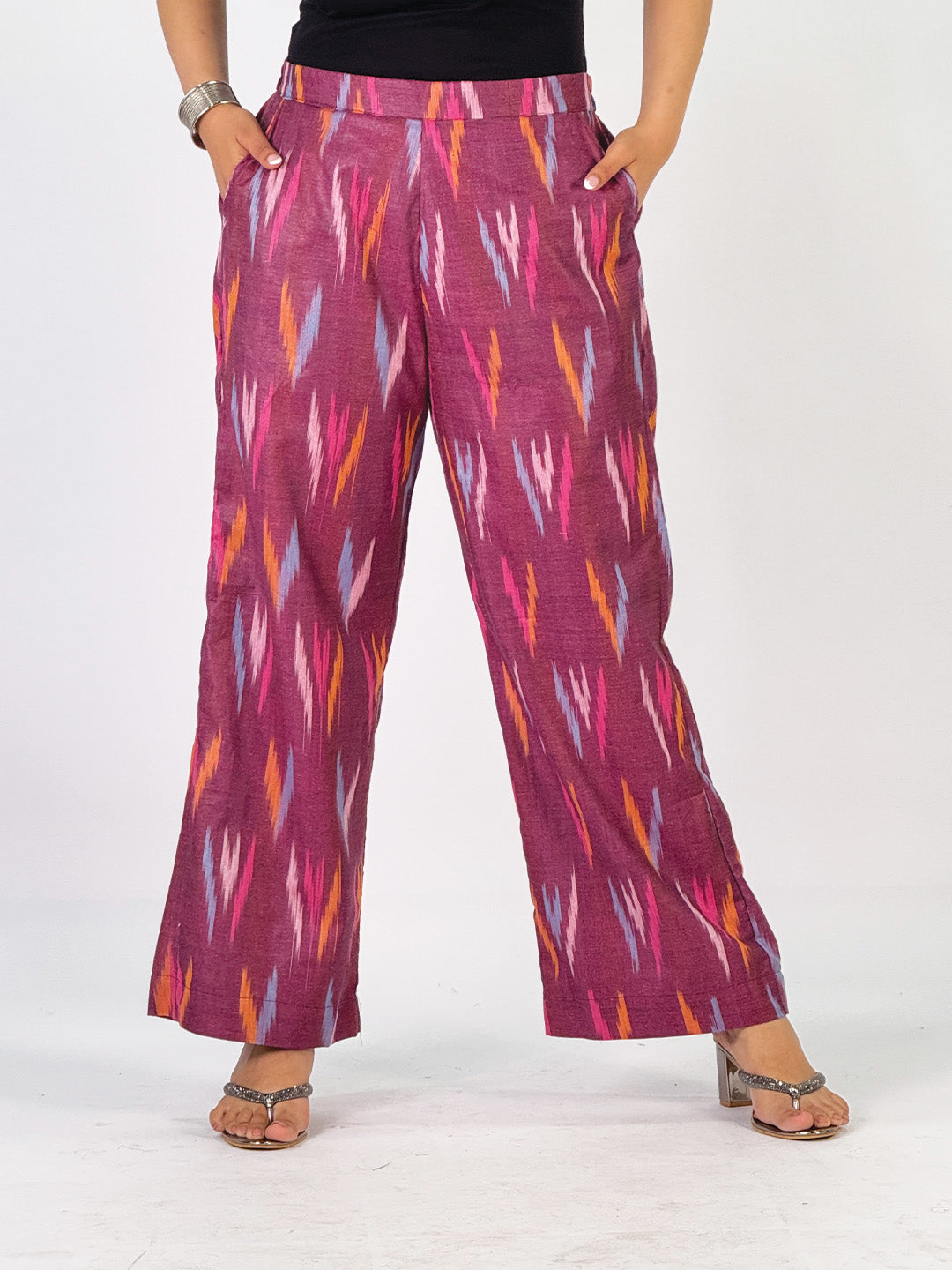 Burgundy Ikat Palazzo Pants