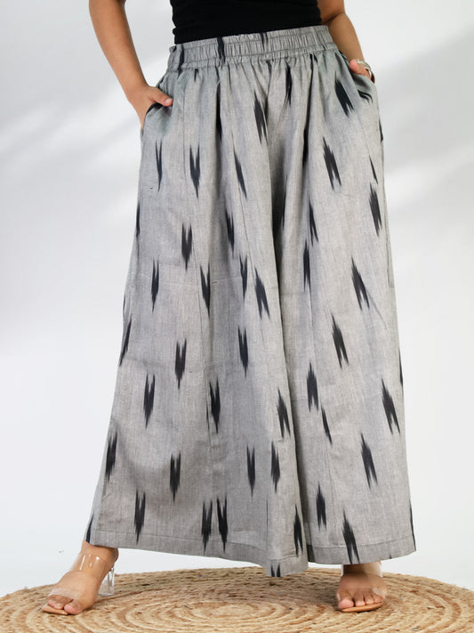 Charcoal Ikat Flared Palazzo