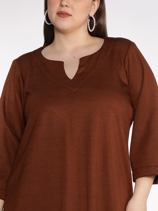 Coffee Fleece LongKurta - IvoryLily
