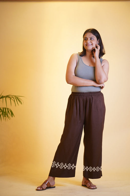 Coffee Rayon PrintedPalazzoPants - Nomadic