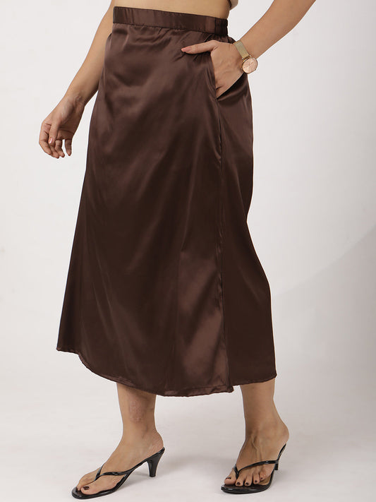 Coffee Satin Skirt