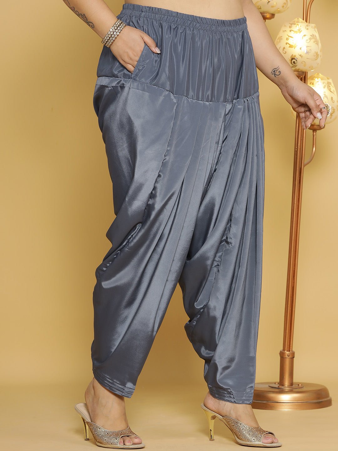 DarkGrey Crepe Silk Salwar