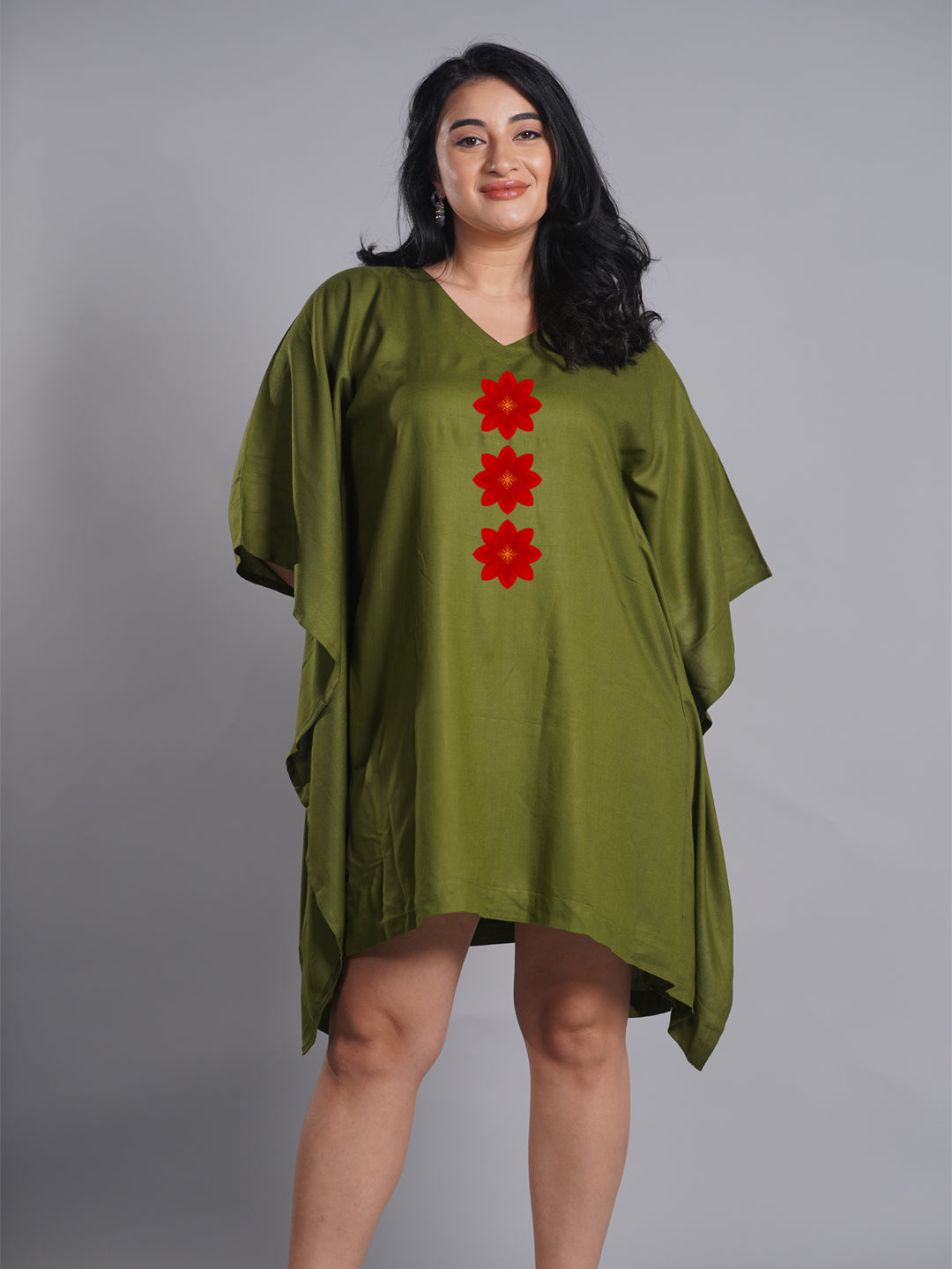 Green Rayon Kaftan - Petunia