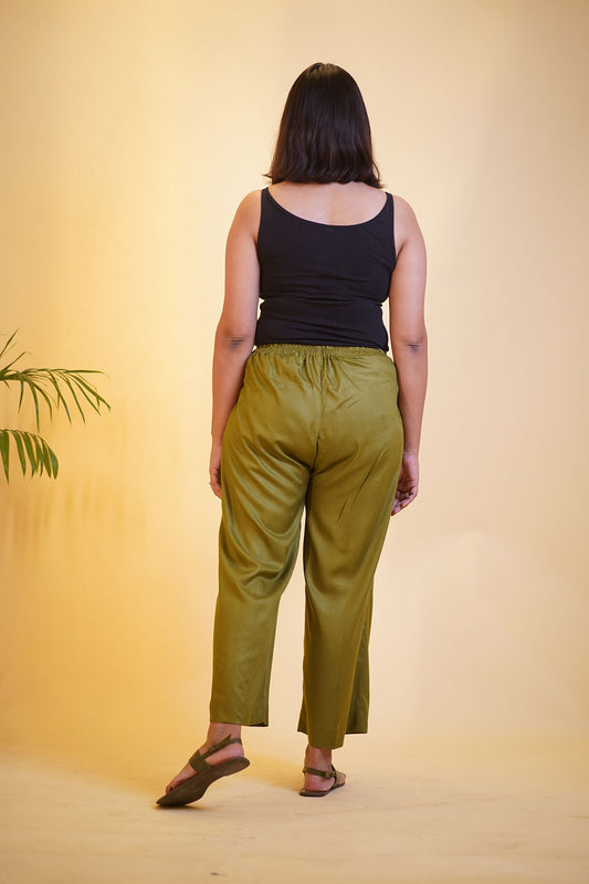Green Rayon PrintedPalazzoPants - GardenBlooms