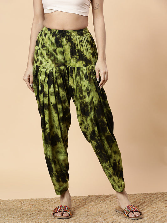 Green Rayon TieDyeSalwar