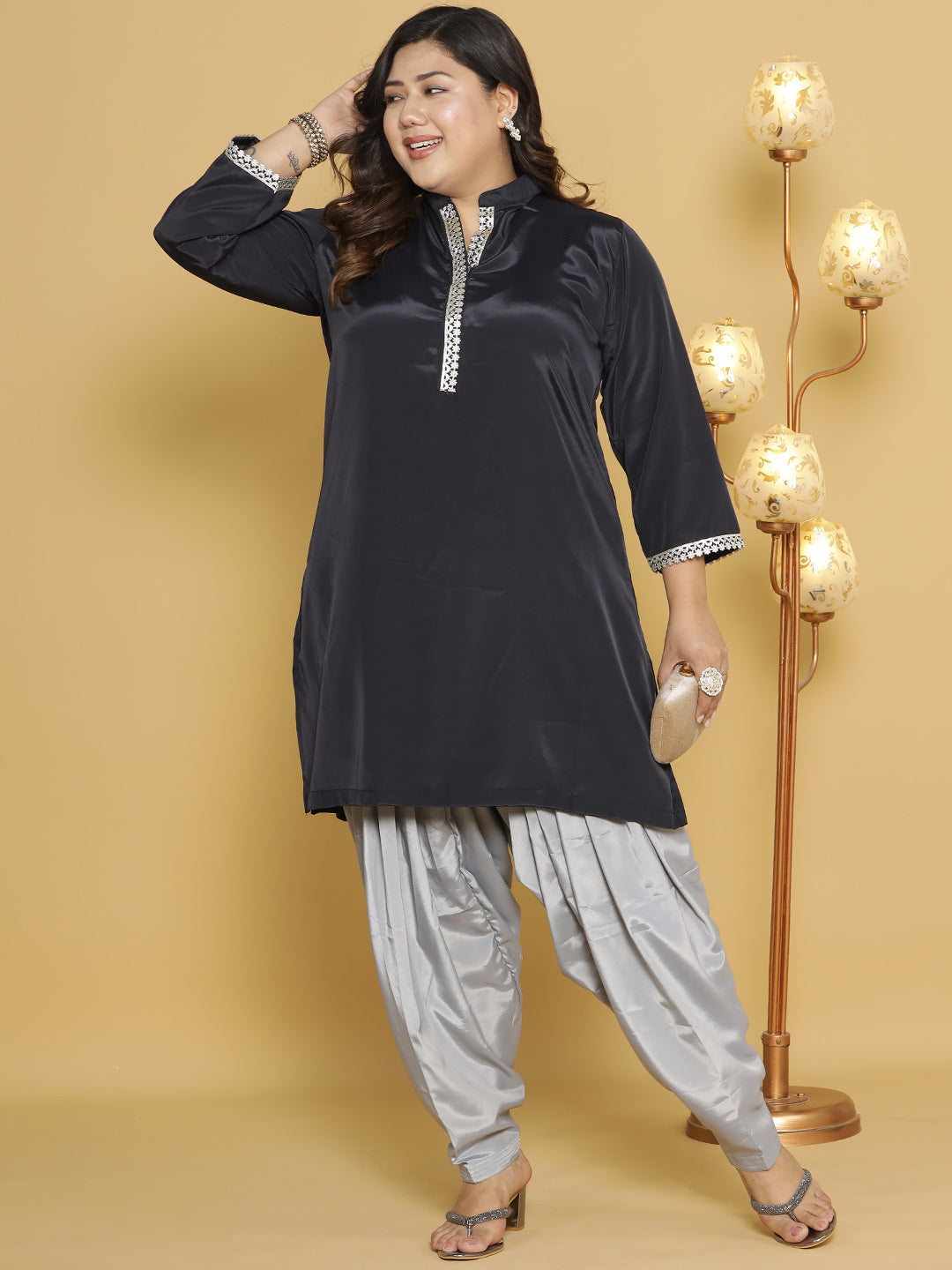 Grey Crepe Silk Salwar
