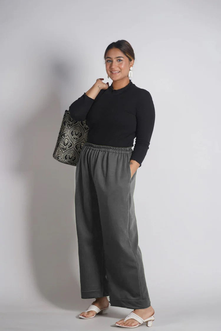 Grey Fleece Palazzo