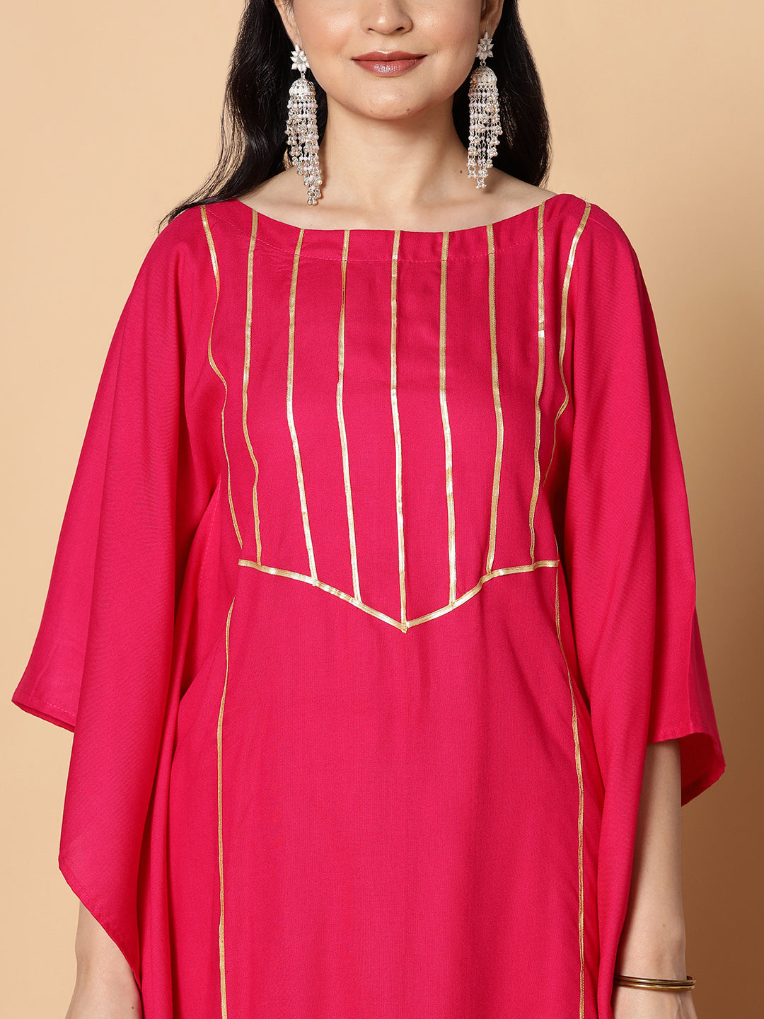 Magenta Festive Kaftan Kurta - Miada