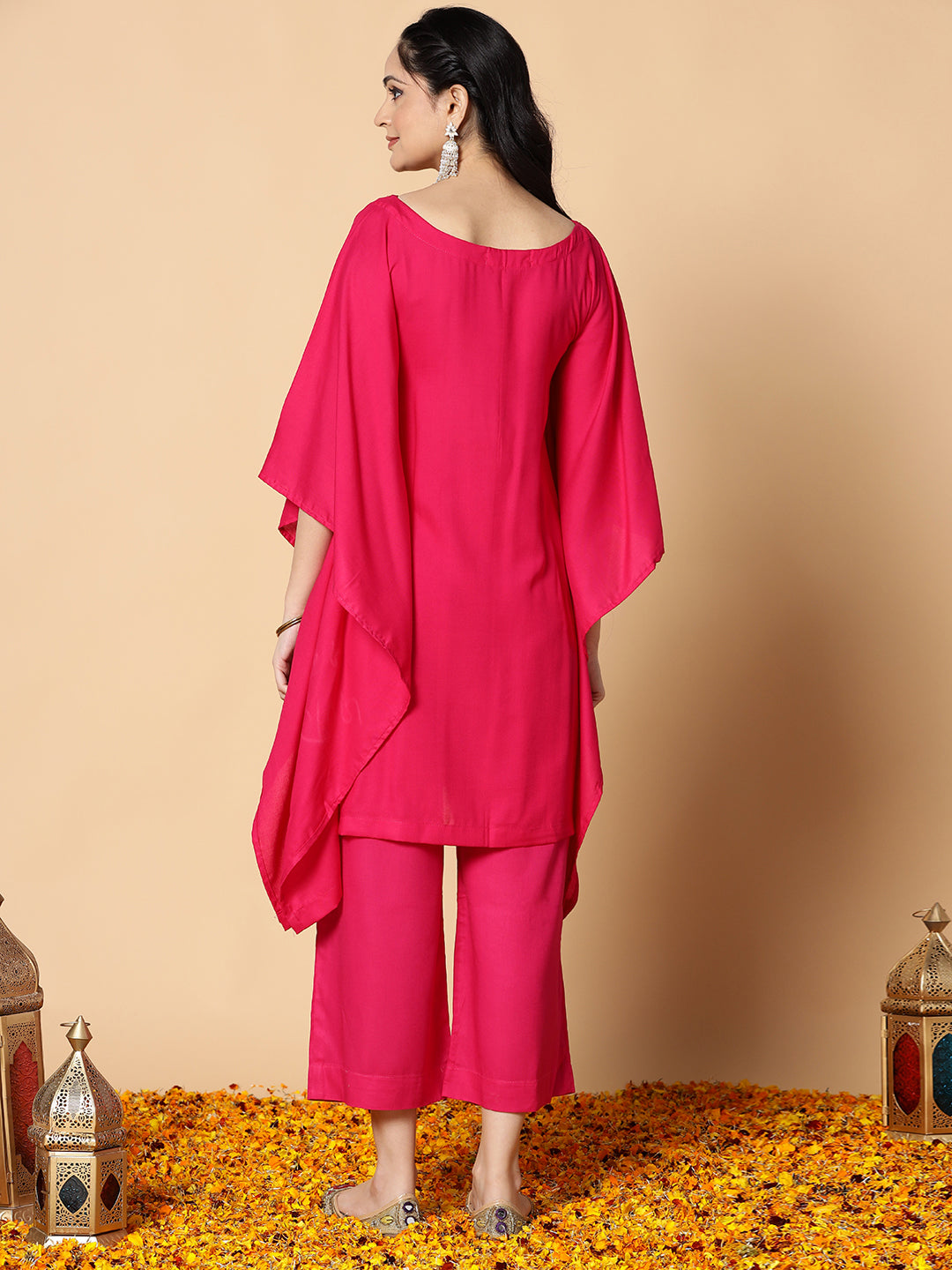 Magenta Festive Kaftan Kurta - Miada