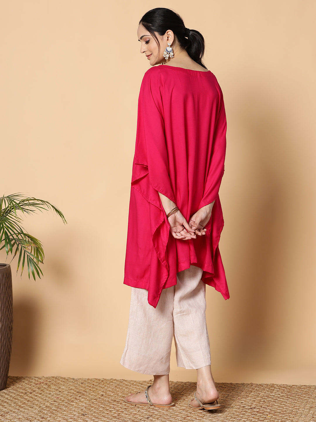 Magenta Kaftan Kurta - Quad