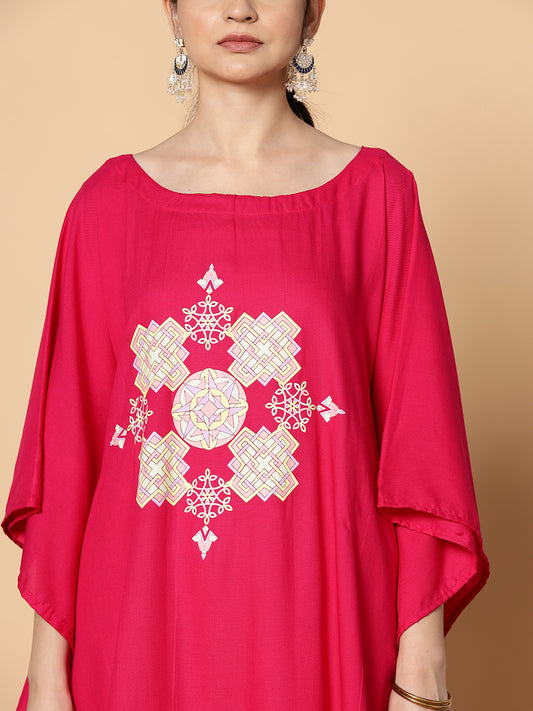 Magenta Kaftan Kurta - Quad