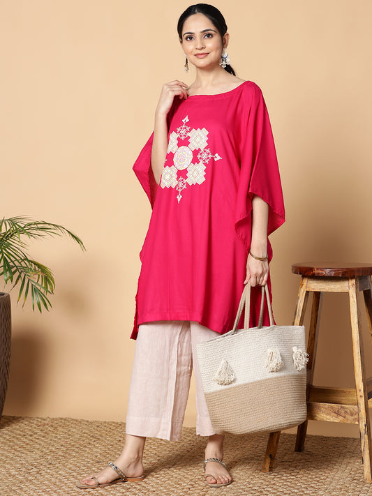 Magenta Kaftan Kurta - Quad