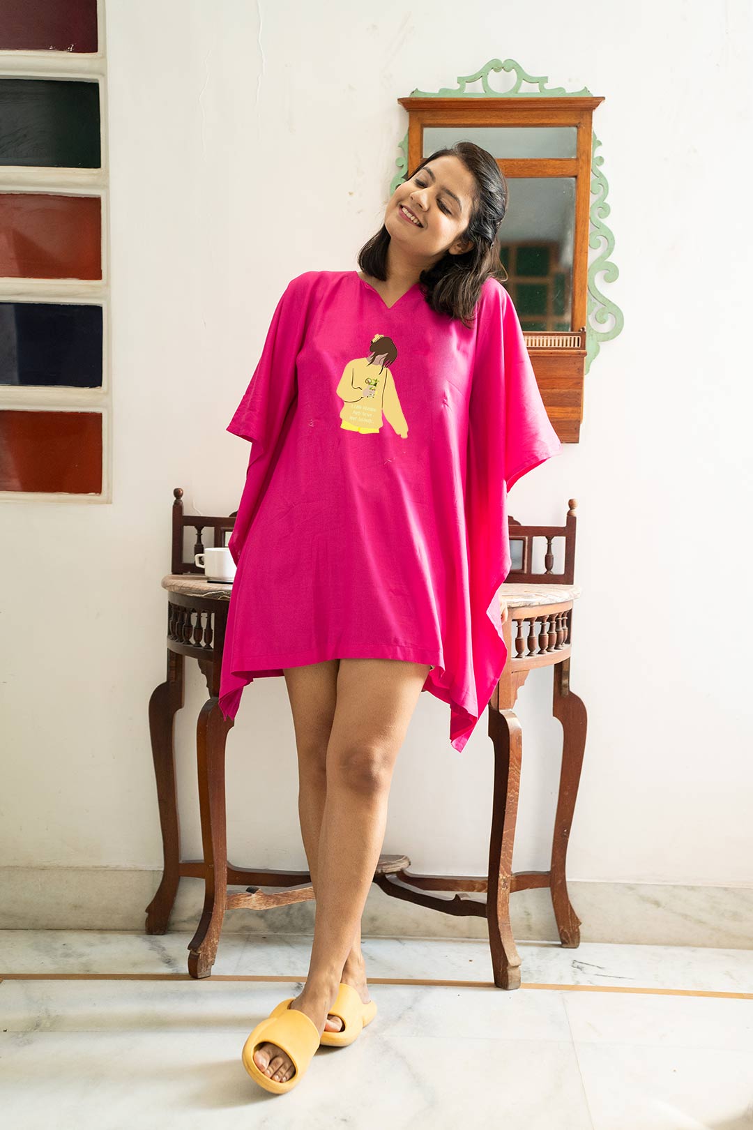 Magenta Kaftan Nightdress - MorningPerson