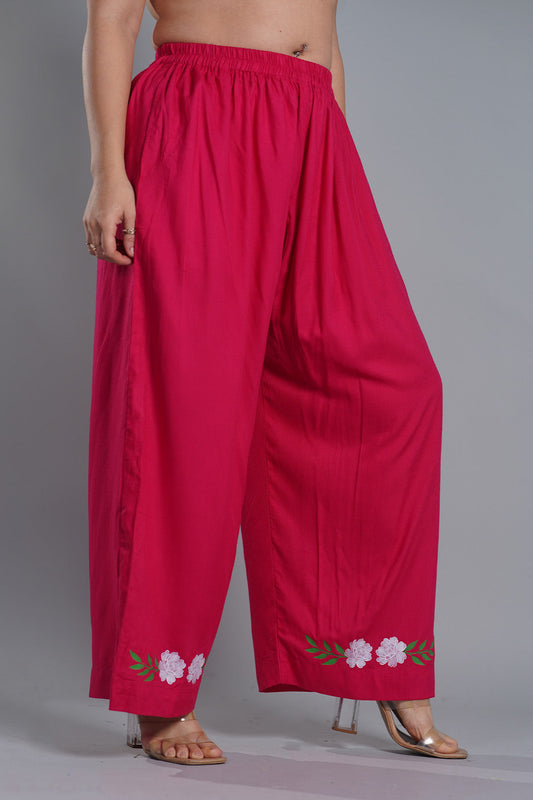 Magenta PrintedPalazzoPants - MagneticMagenta