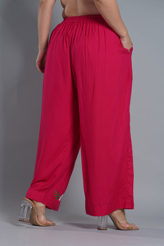 Magenta PrintedPalazzoPants - MagneticMagenta